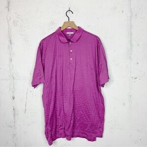 Peter Millar Pink Striped Polo Collar Golf Outdoor Shirt